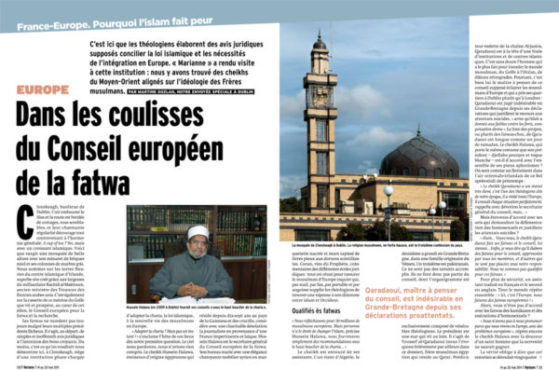 tearsheet Marianne magazine, imam portrait and mosque by Tomasz Szustek