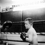 Coach-Sean-Burke-with-his-son-Harry during training boxing session