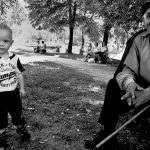 Boy with his grandfather at the park, Sarajevo