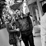 Couple walk the street of Tunis