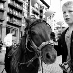 Portrait of a boy with his horse at Smithfield horse fair, Dublin, Ireland