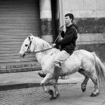 Bareback rider on the street of Dublin