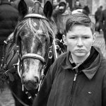 Portrait of a boy with his horse at Smithfield horse fair, Dublin
