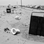 Discarded toilets in the desert sand at the outskirts of Choucha refugee camp