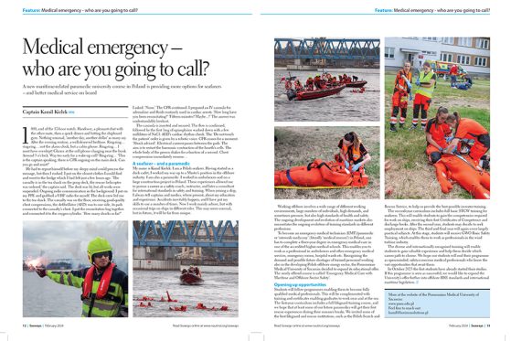 tear sheet from Seaways journal, 5 photos by Tom Szustek from water rescue training